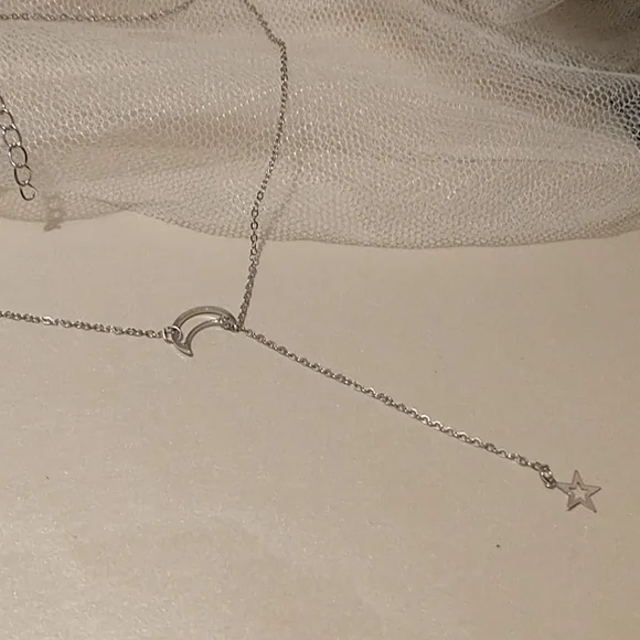 Silver Moon and Star "Y" Necklace! - Picture 2 of 4